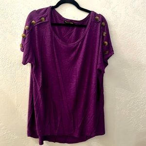 Purple top with button accents